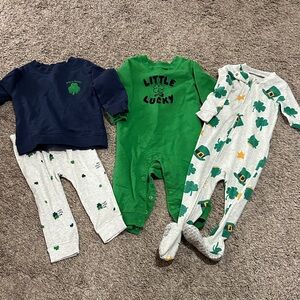 Carter's Green and Gray Shamrock Footies Set